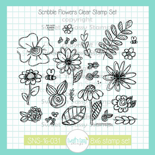 Scribble Flowers Clear Stamp Set