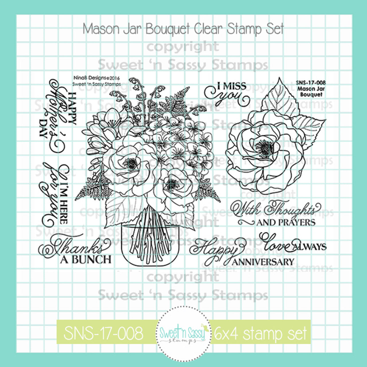 Mason Jar Bouquet Clear Stamp Set