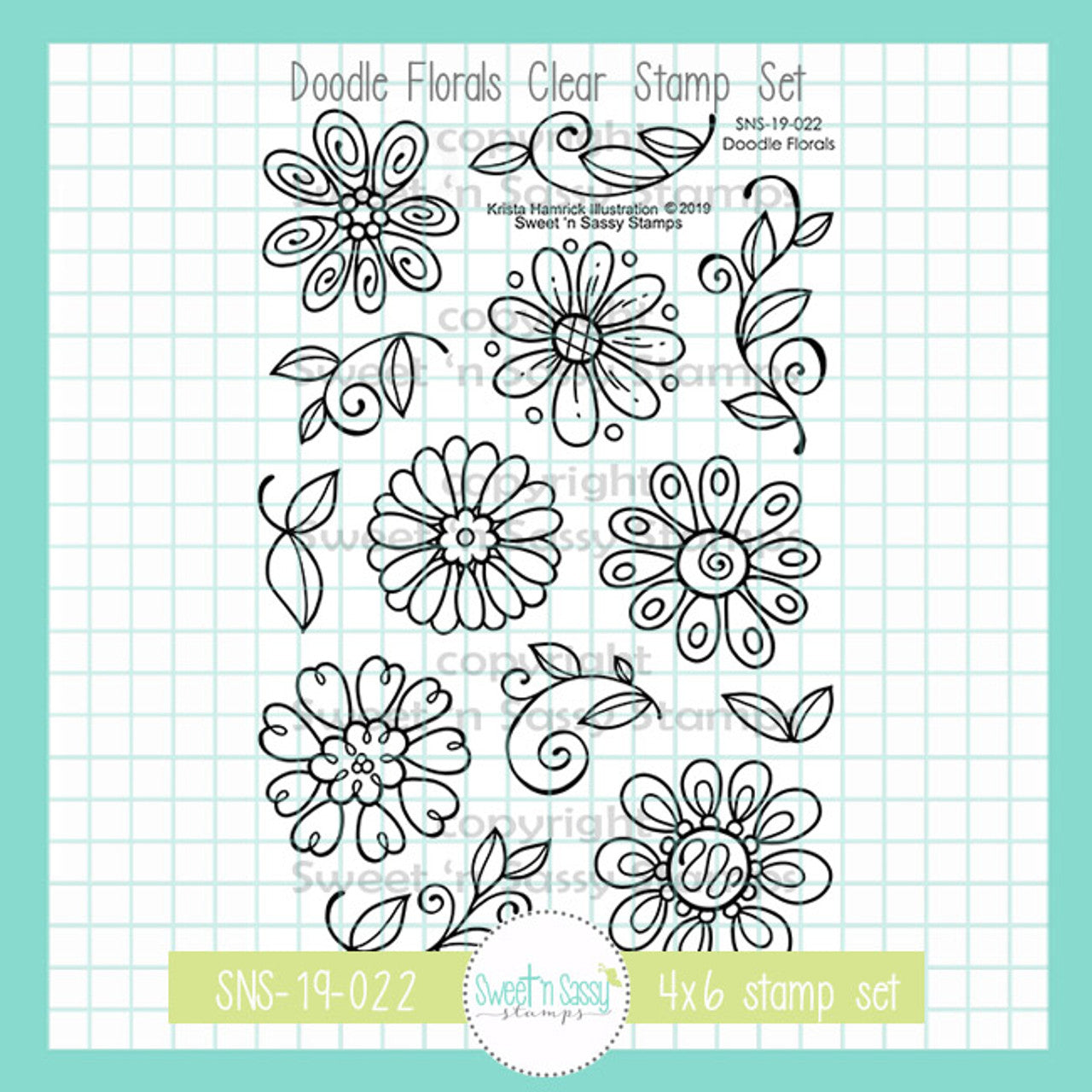 Doodle Florals Clear Stamp Set