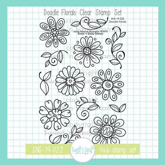 Doodle Florals Clear Stamp Set