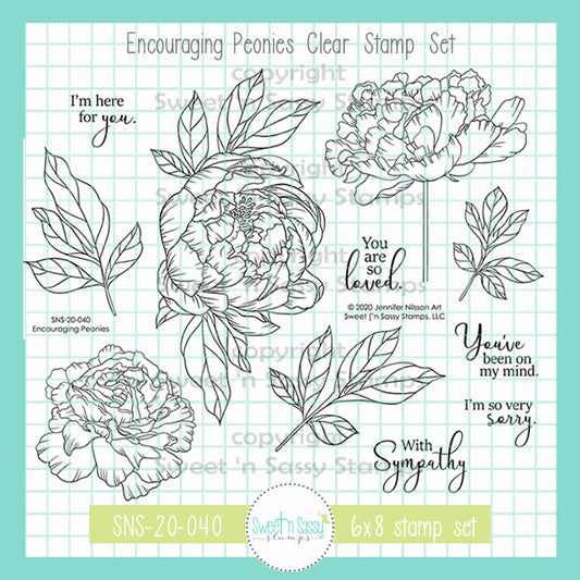 Encouraging Peonies Clear Stamp Set