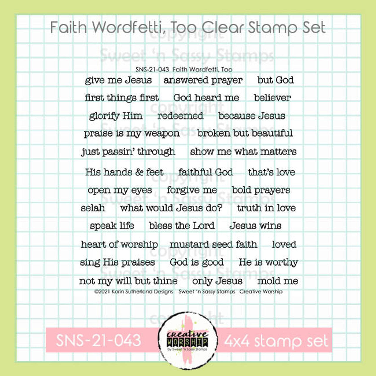 Faith Wordfetti, Too Clear Stamp Set