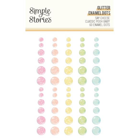 Simple Stories Classic Pooh Baby Glitter Enamel Dots 60/pkg