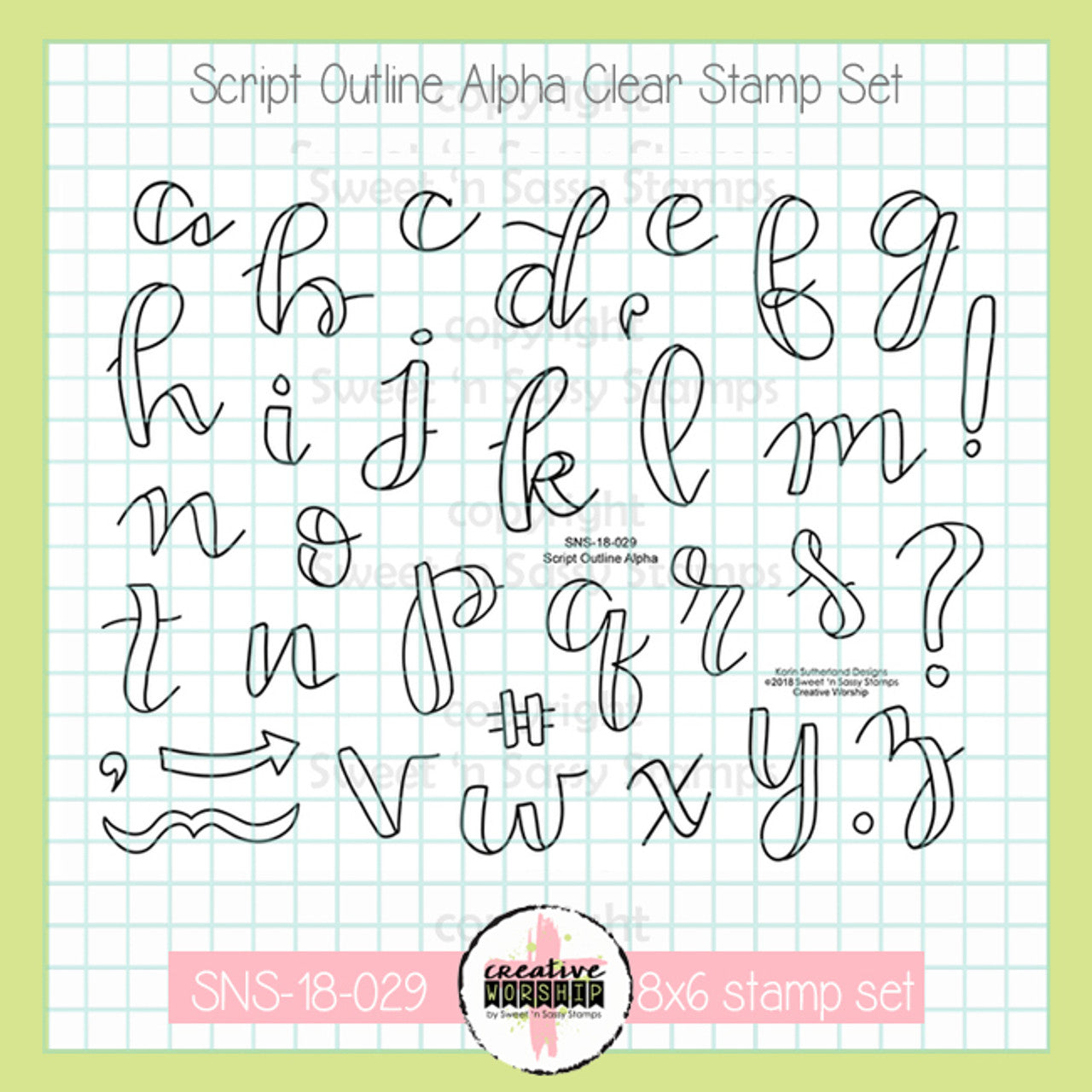 Script Outline Alpha Clear Stamp Set – Creative Worship Stamps