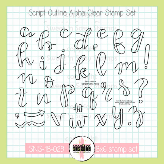 Script Outline Alpha Clear Stamp Set