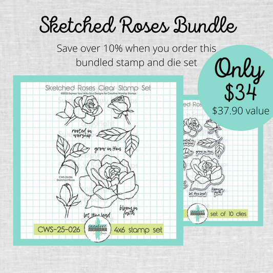 Sketched Roses Stamp & Die Bundle