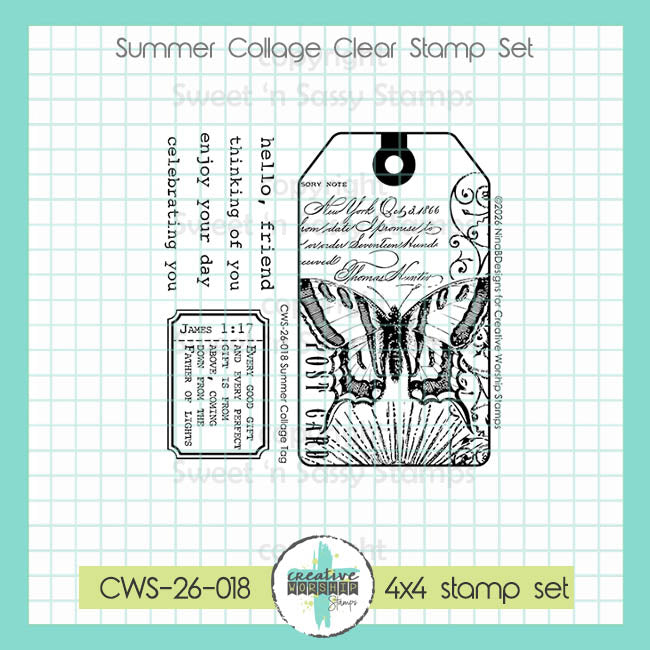 Summer Collage Tag Clear Stamp