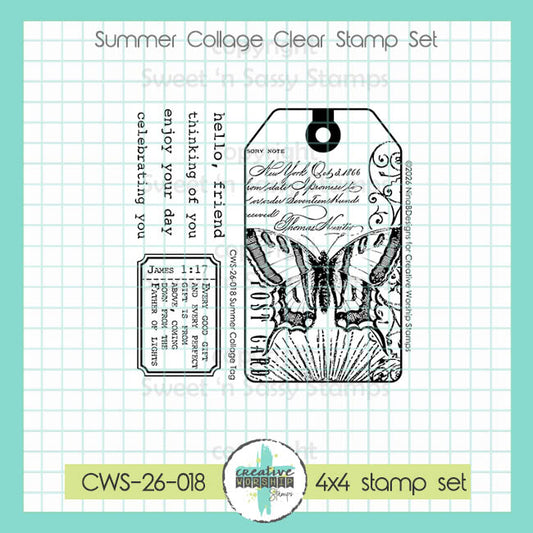 Summer Collage Tag Clear Stamp