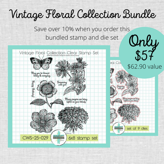 Vintage Floral Collection Stamp & Die Bundle