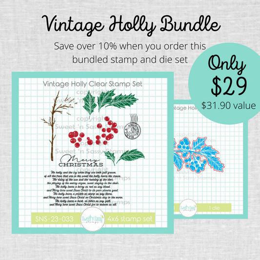 Vintage Holly Stamp & Die Bundle