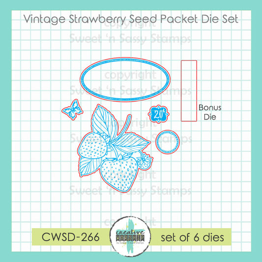 Vintage Strawberry Seed Packet Die Set