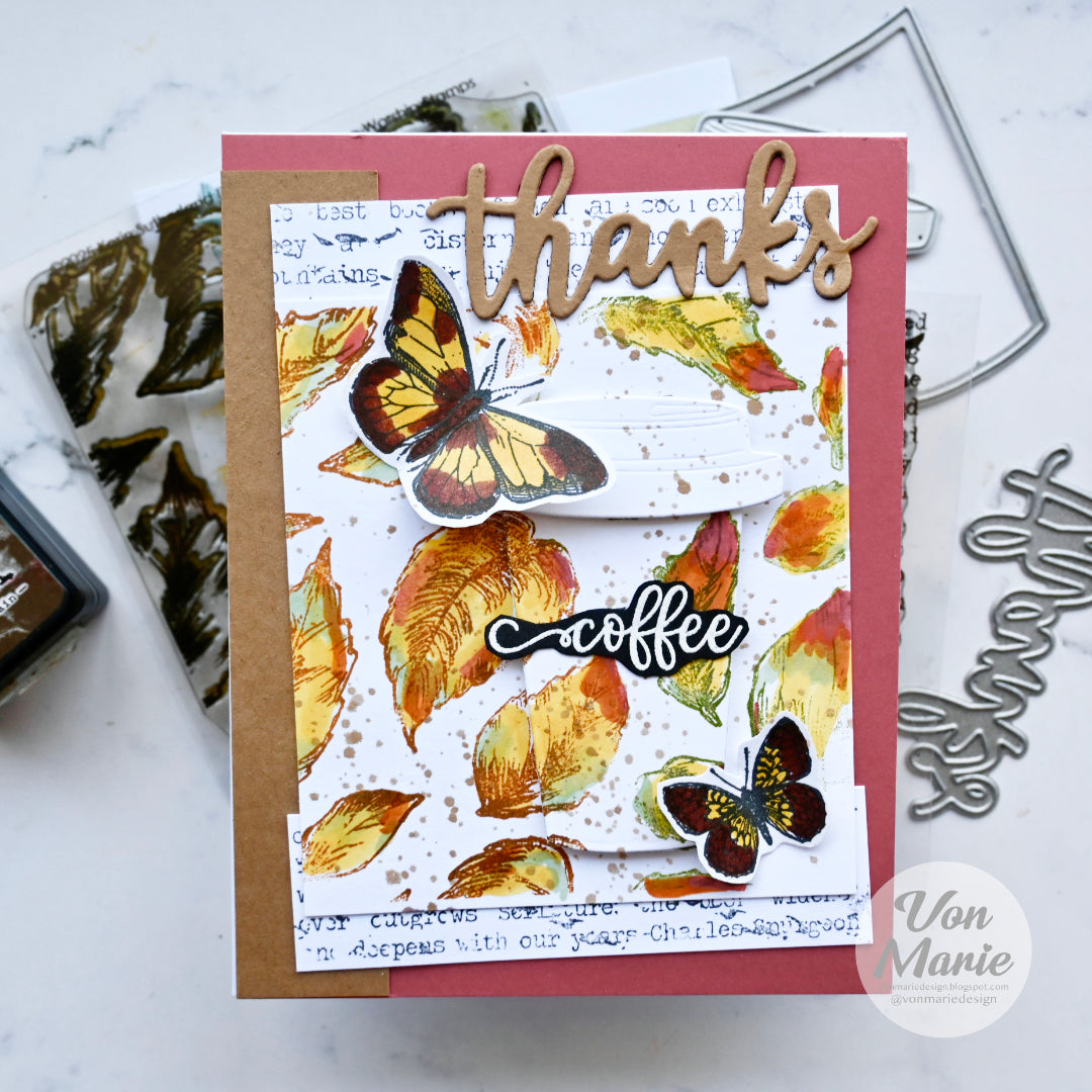 Sketched Leaves Background Clear Stamp