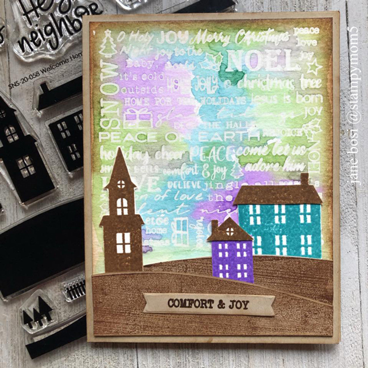 Christmas Text Background Clear Stamp