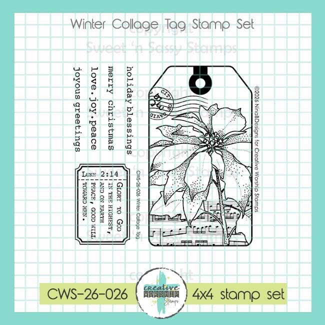 Winter Collage Tag Clear Stamp