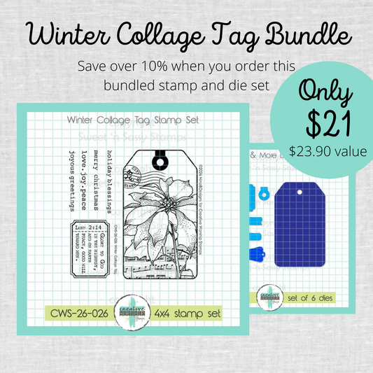Winter Collage Tag Stamp & Die Bundle
