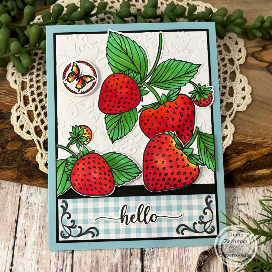 Vintage Strawberry Seed Packet Stamp & Die Bundle