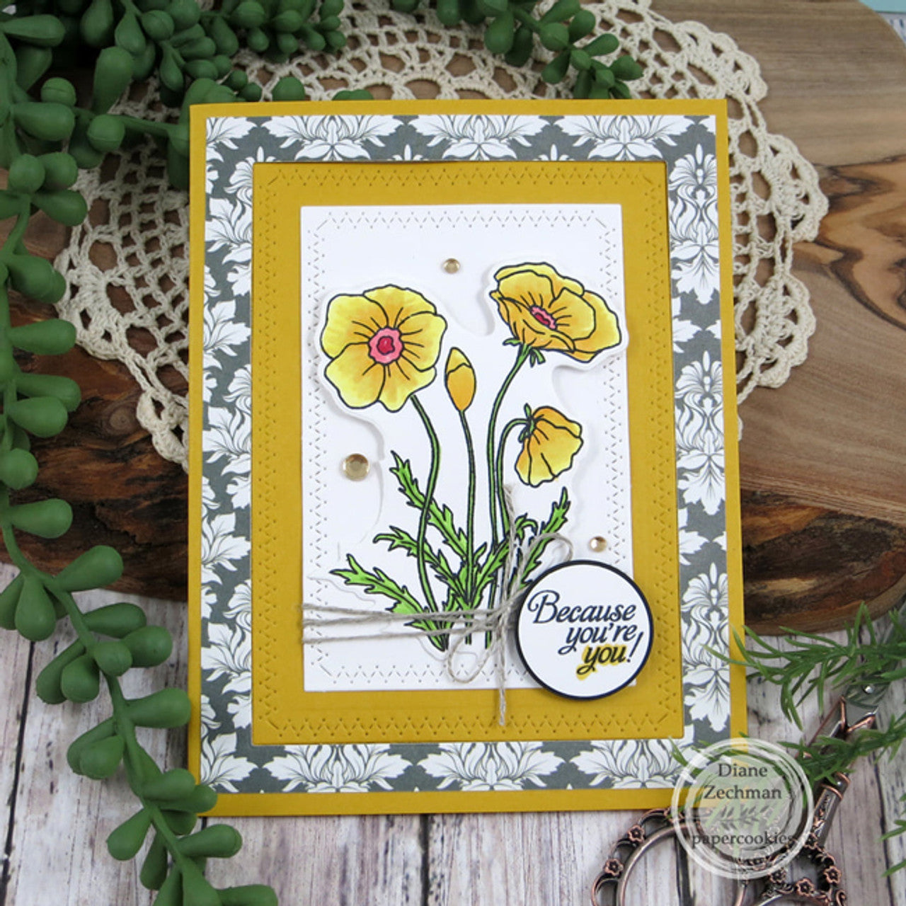 Poppies & Greetings Clear Stamp