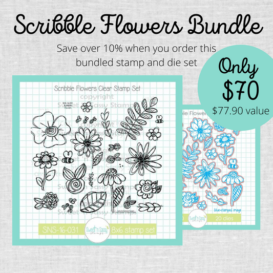 Scribble Flowers Clear Stamp & Die Bundle